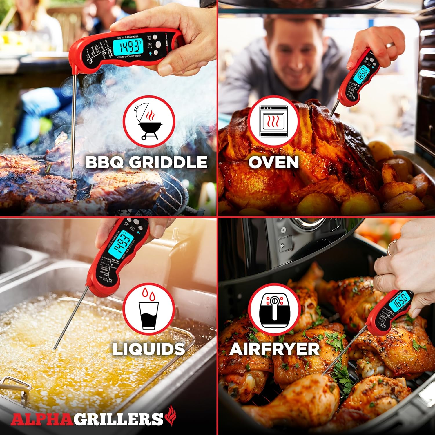 Alpha Grillers Meat Thermometer Digital ‰ÛÒ Instant Read Food Thermometer for