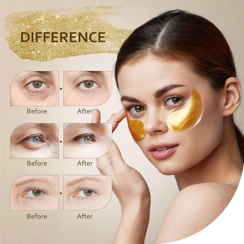 Taimand Under Eye Patches (30 Pairs), 24K Gold Under Eye Mask for Puffy Eyes