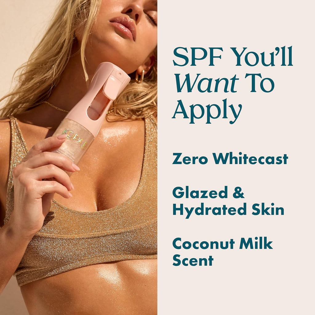 Kopari Rose Gold Sunglaze Sheer Body Mist Sunscreen SPF 42, Infused with