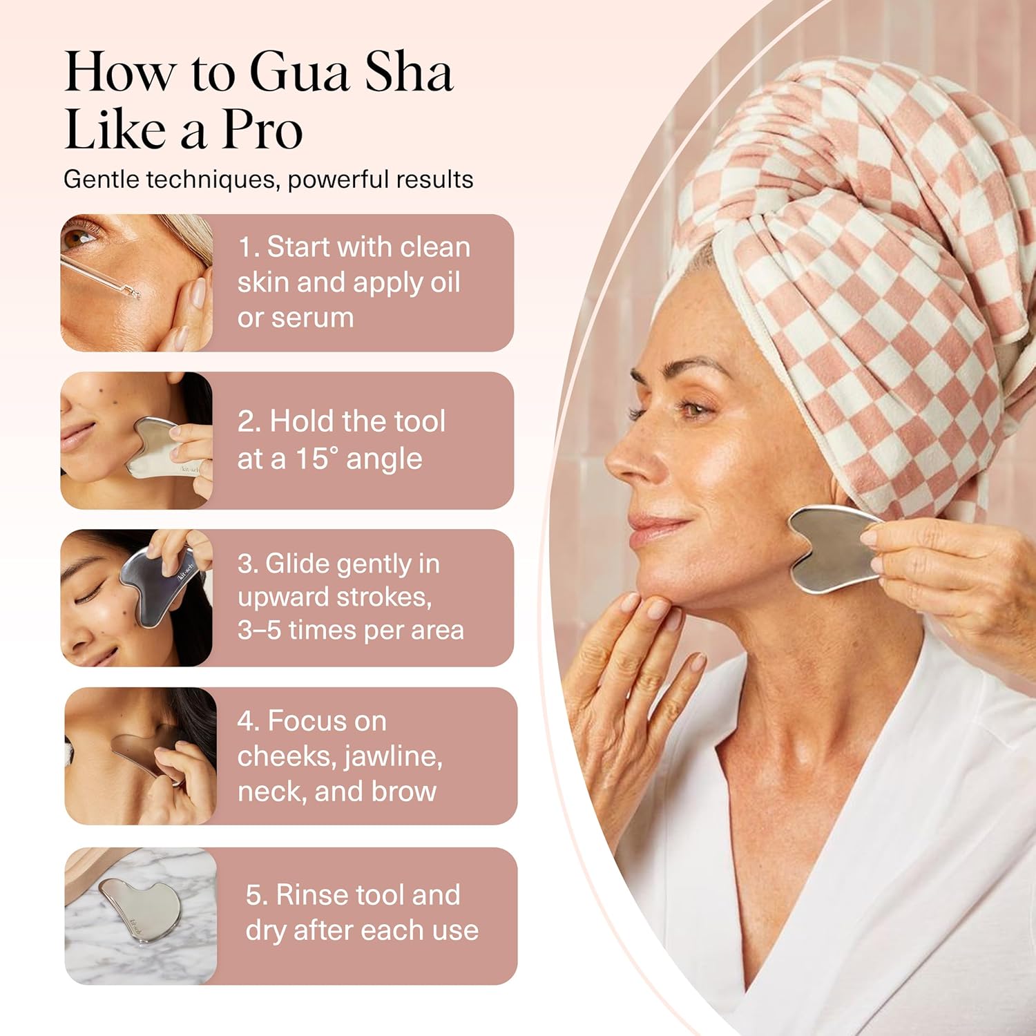 Kitsch Stainless Steel Gua Sha Facial Tools - Guasha Tool for Face, Face