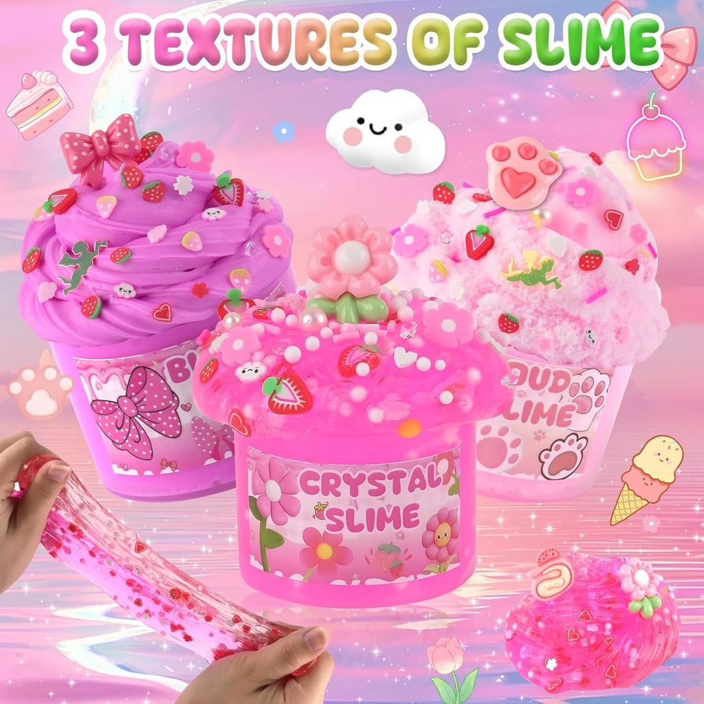 6 Pack Slimes, Pink Slime Kids, Cloud Slime kit for Girls Ages 8-12, Toys for