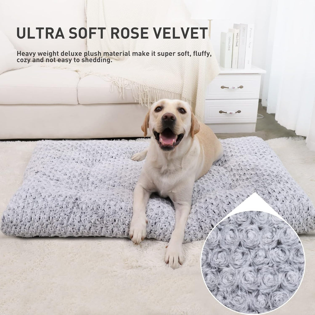 KSIIA Washable Dog Bed Deluxe Plush Dog Crate Beds Comfy Kennel Pad Anti-Slip