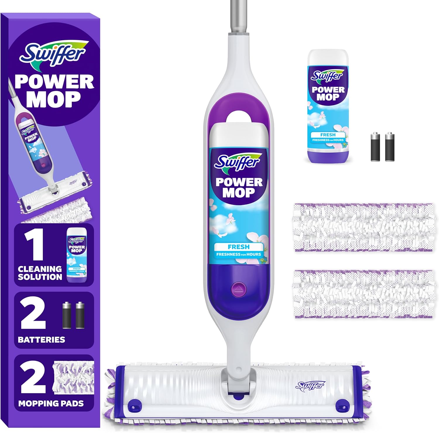 Swiffer PowerMop Multi-Surface Mop Kit for Floor Cleaning, Fresh Scent