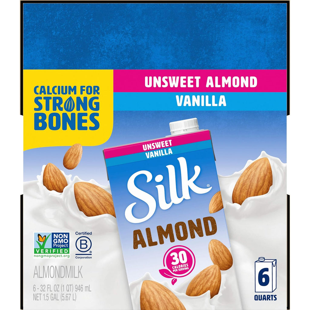 Silk Shelf-Stable Almond Milk, Unsweetened Vanilla, Dairy-Free, Vegan