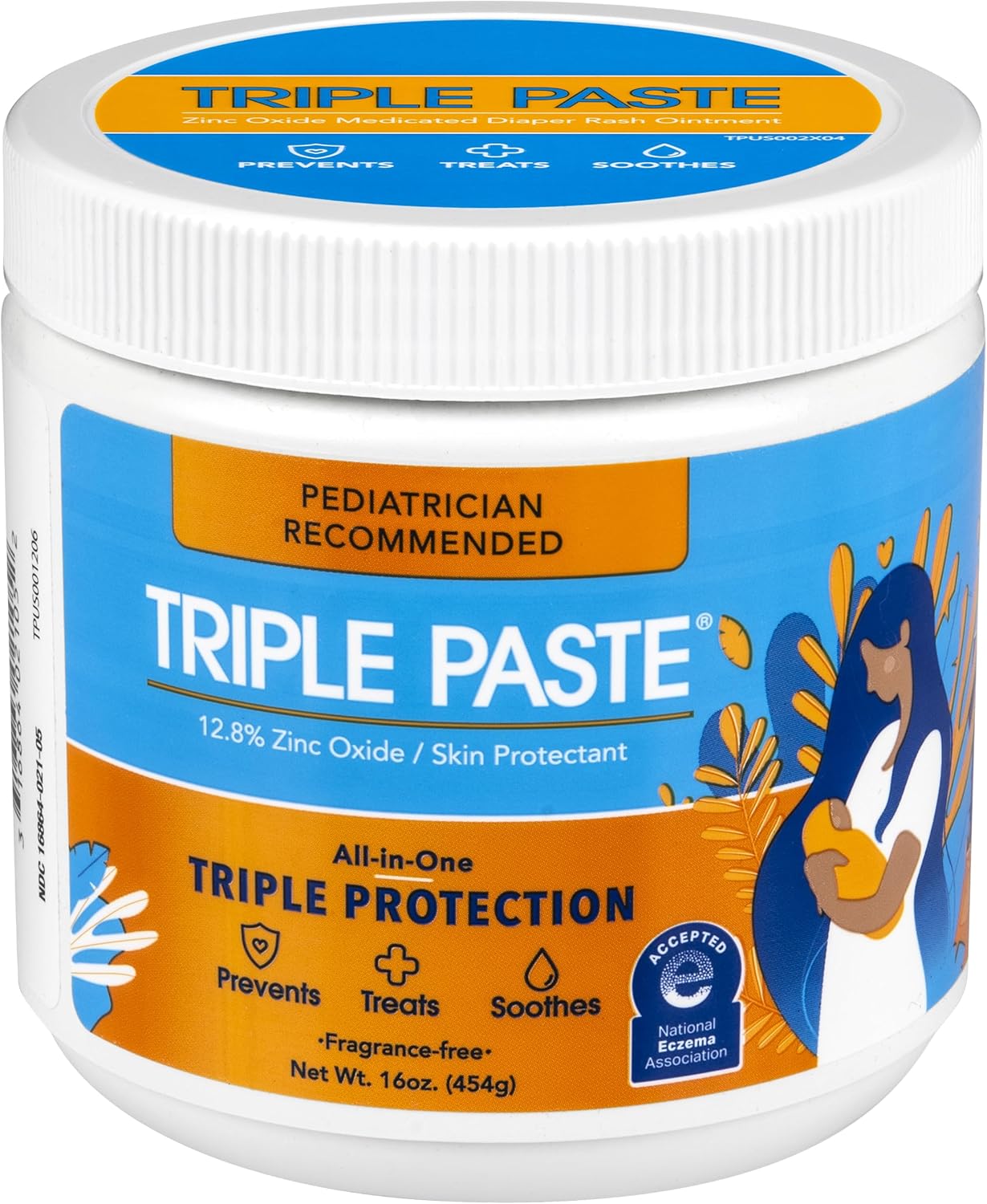 Triple Paste Diaper Rash Cream, Hypoallergenic Medicated Ointment for Babies