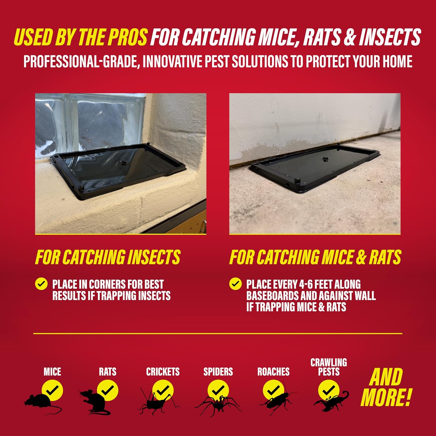 Catchmaster Rat, Snake and Mouse Traps 10Pk, Large Bulk Glue Rat Traps for