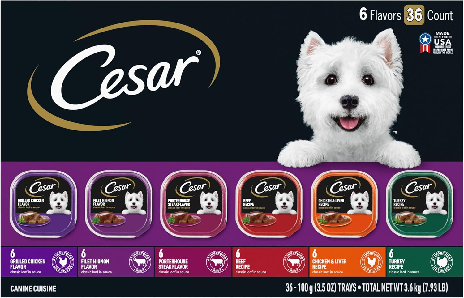 Cesar Wet Dog Food Classic Loaf in Sauce Grilled Chicken, Filet Mignon