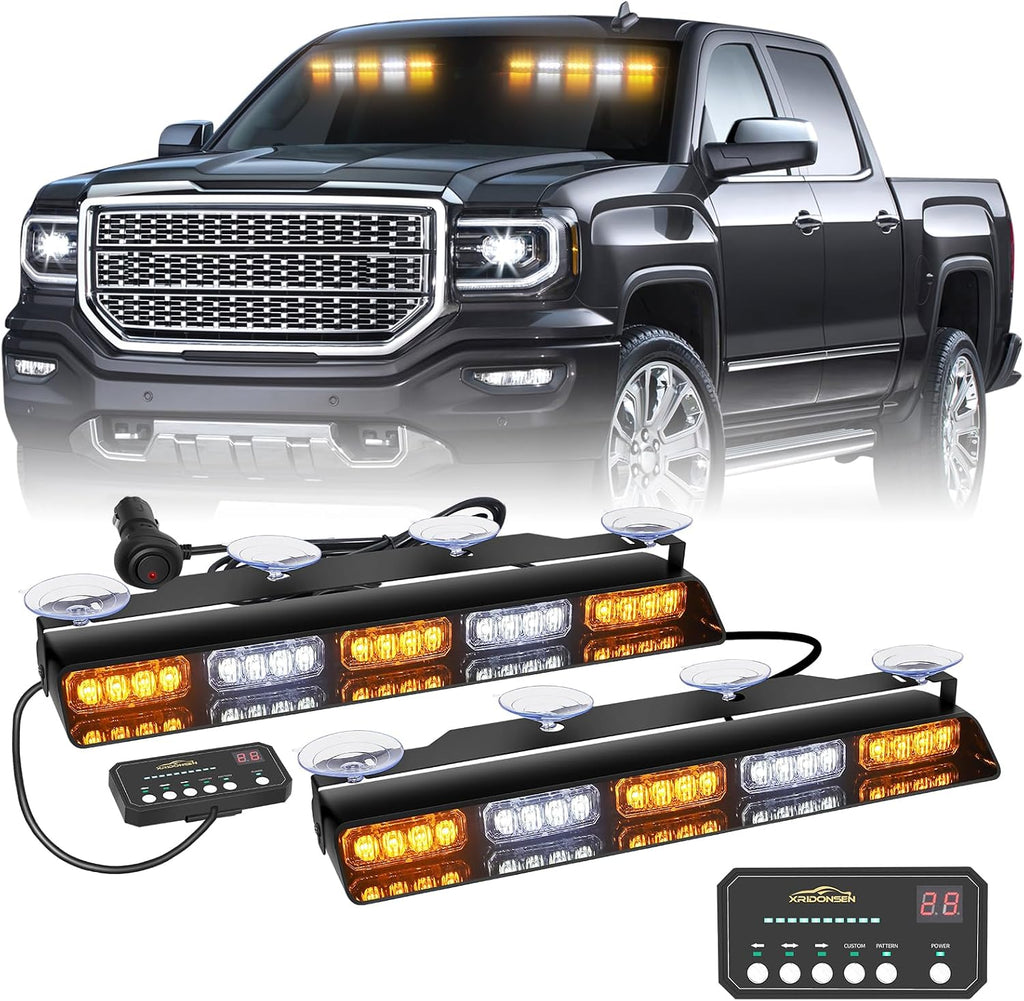 2x 17 inch Dash Strobe Lights for Trucks, 40 LED Visor Lights