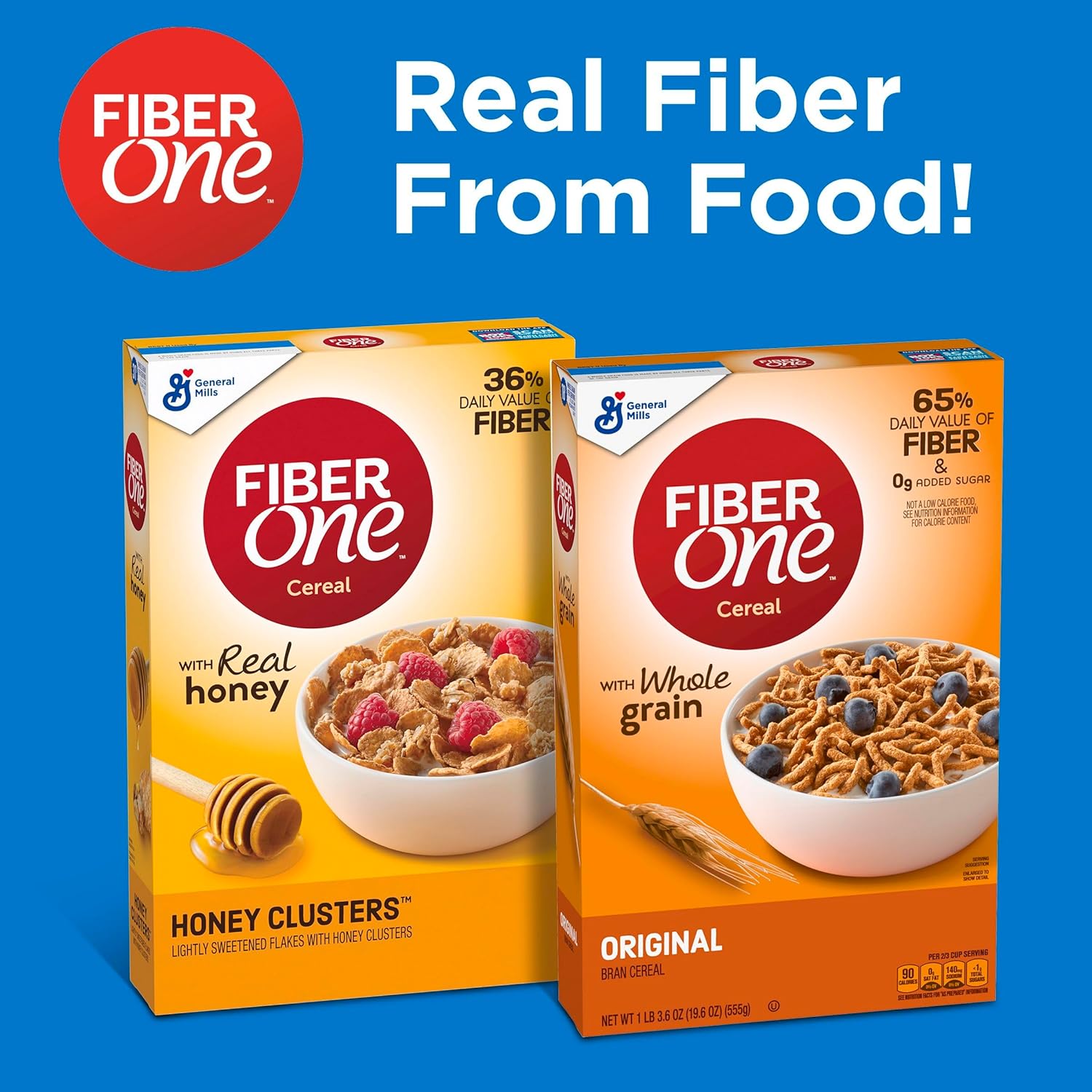 Fiber One Cereal, Original Bran, High Fiber Cereal Made with Whole Grain