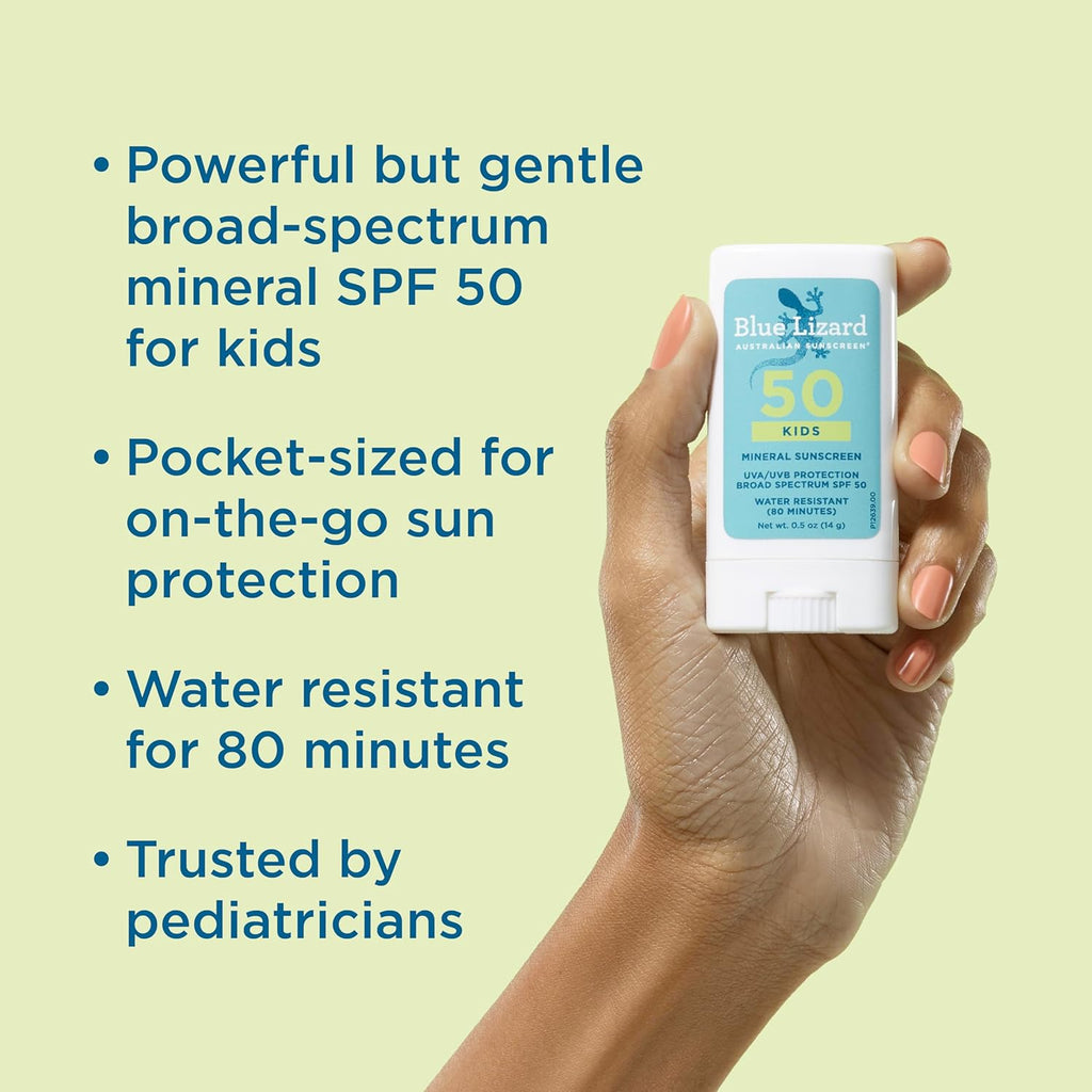 Blue Lizard Kids Mineral SPF 50 Sunscreen Stick, Zinc Oxide, 100% Mineral