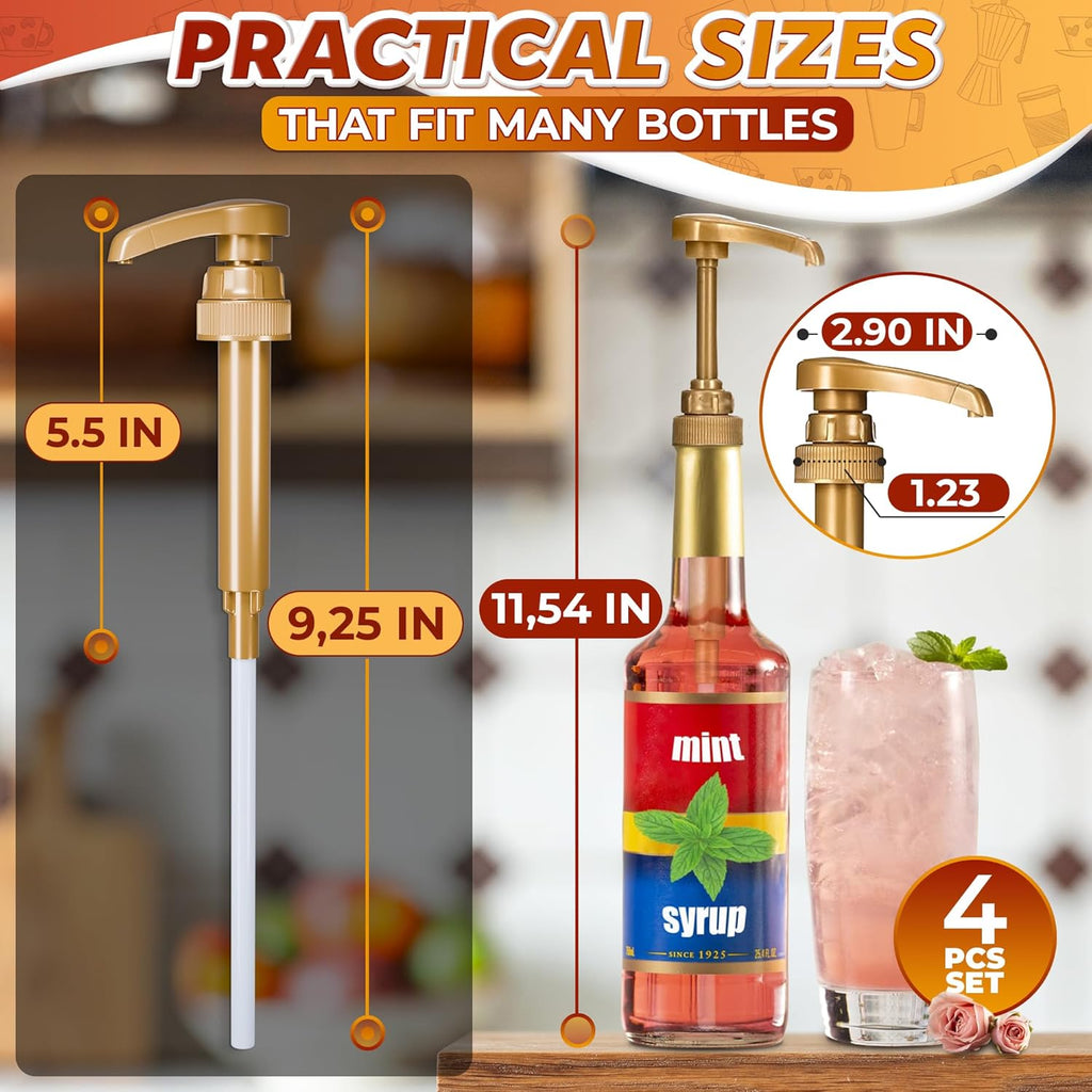4 Pcs Coffee Syrup Pump Dispenser - Works as Skinny and Torani Syrup Pump