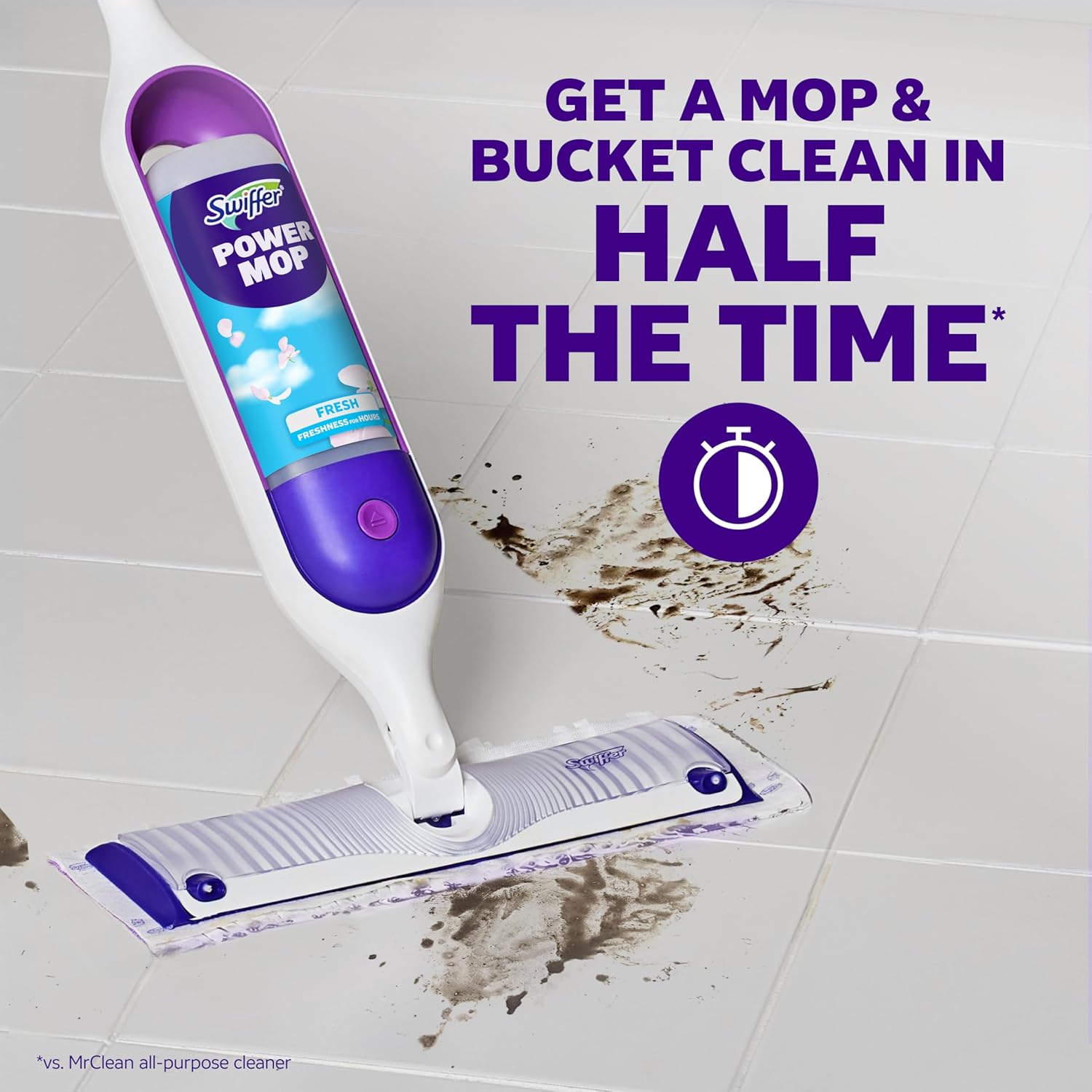 Swiffer PowerMop Multi-Surface Mop Kit for Floor Cleaning, Fresh Scent