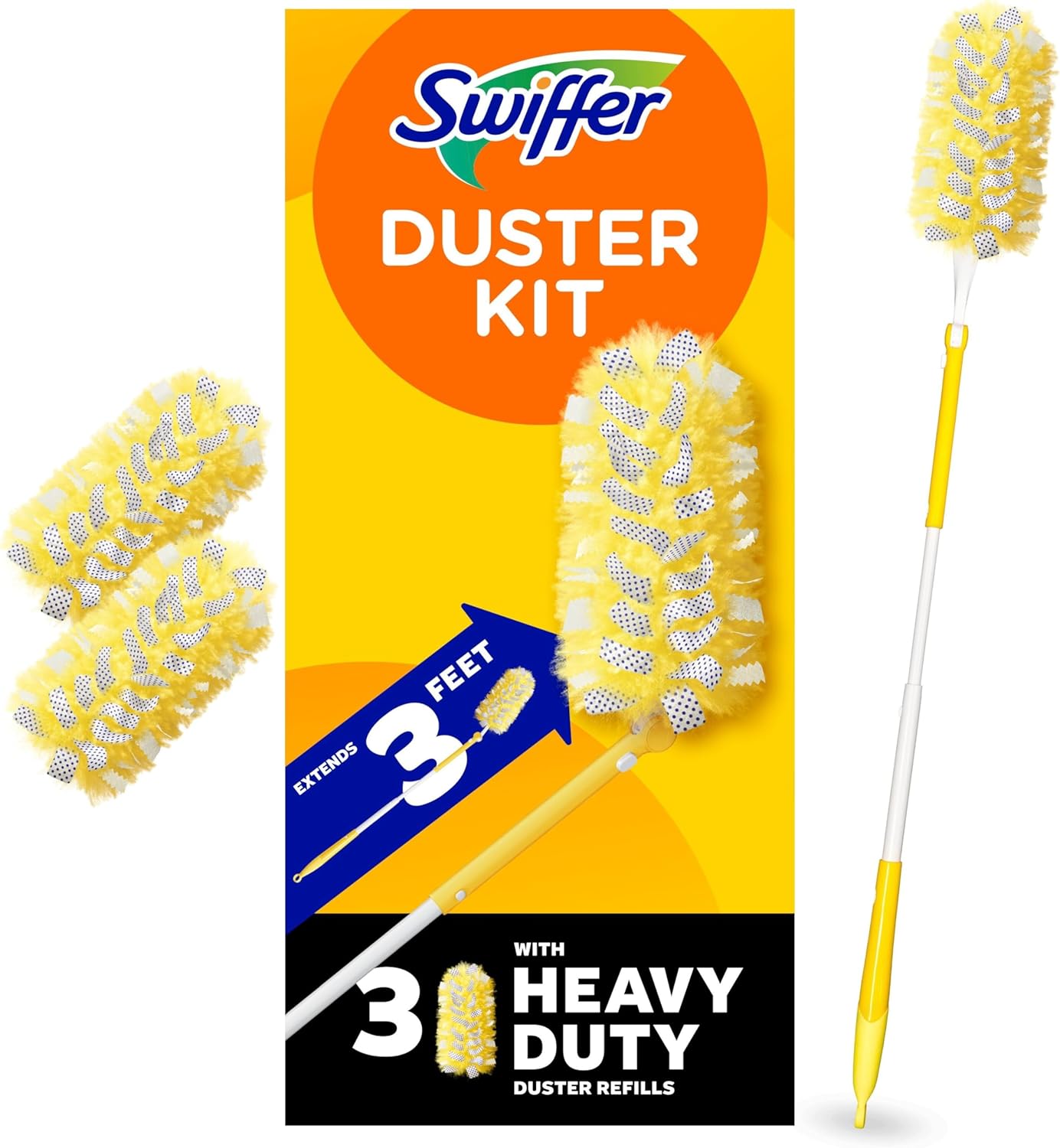 Swiffer Duster Kit with 3 ft Extendable Handle, Heavy Duty Dusting Starter