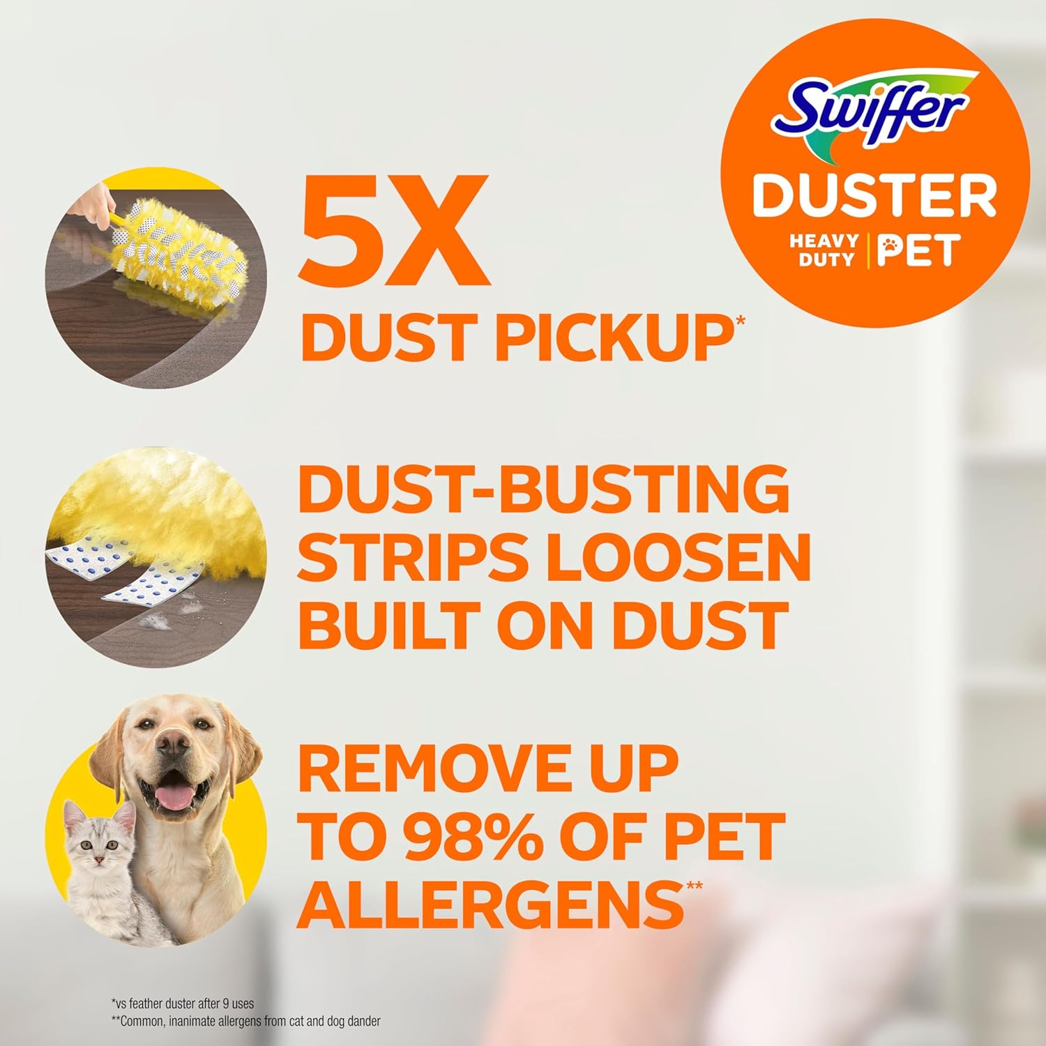 Swiffer Pet Heavy Duty Dusters Refills, Multisurface 360 Dusters with Febreze