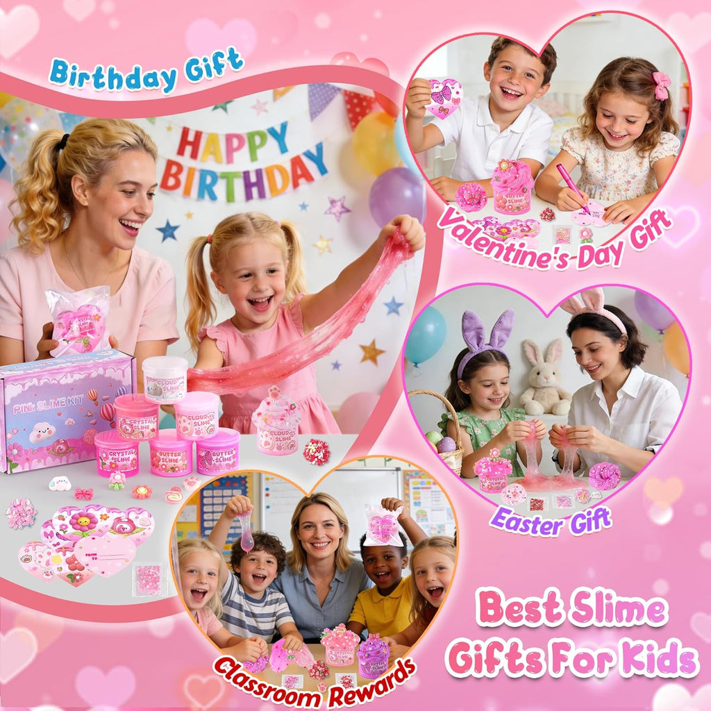 6 Pack Slimes, Pink Slime Kids, Cloud Slime kit for Girls Ages 8-12, Toys for