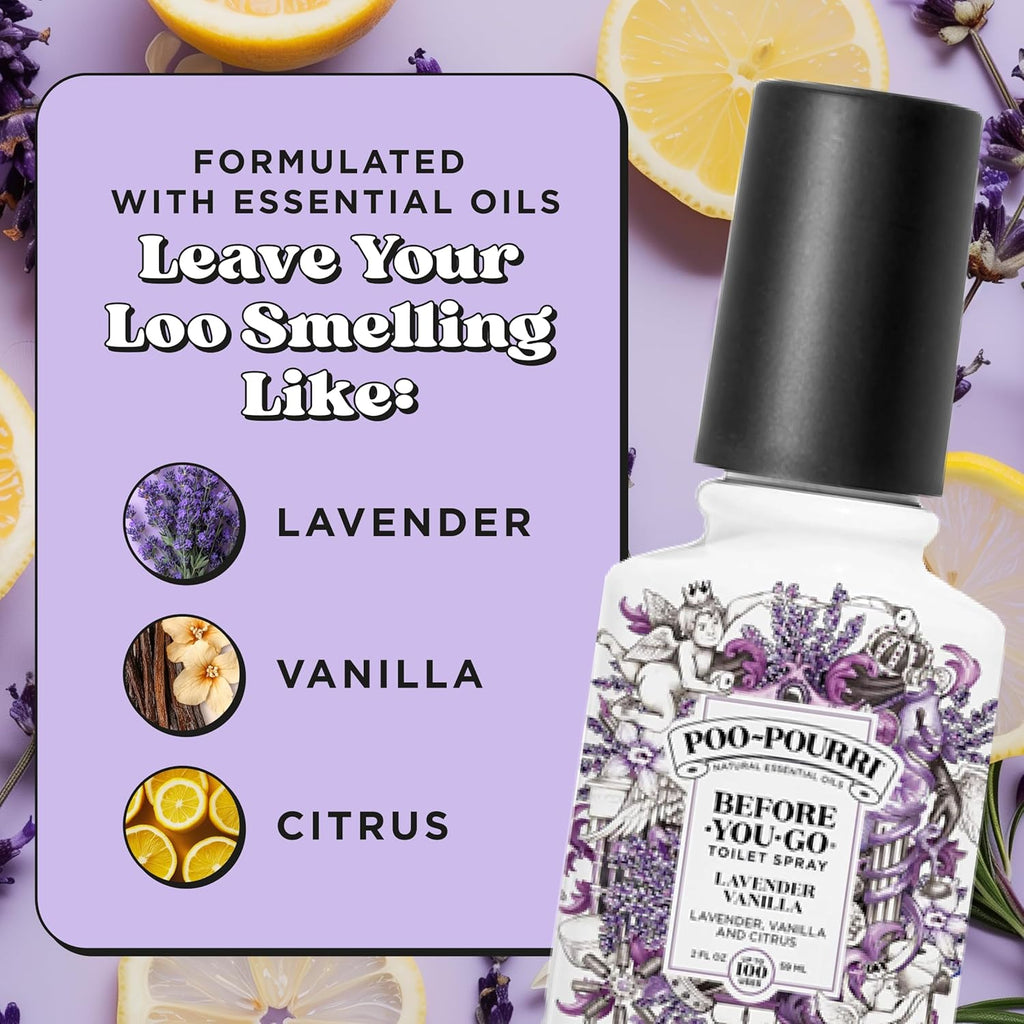 Poo-Pourri Before-You-Go Toilet Spray, Lavender Vanilla, 2 Fl Oz, Up to 100