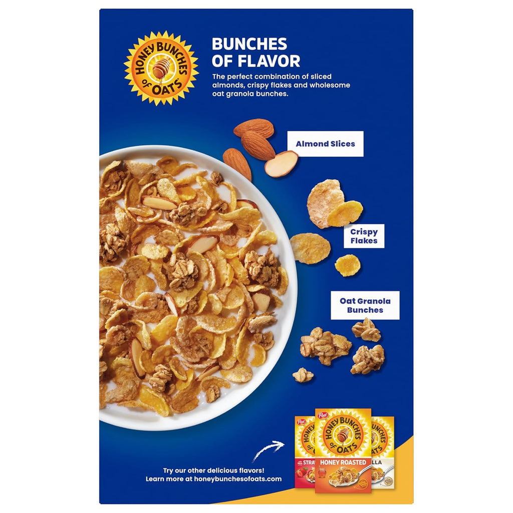 Honey Bunches of Oats with Almonds Breakfast Cereal, Almond Cereal with Oats