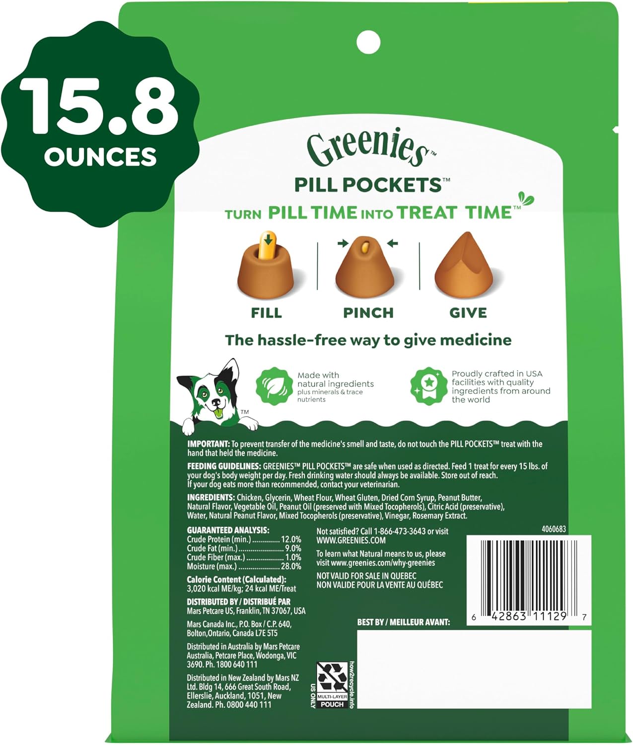 Greenies Pill Pockets for Dogs Large Size, Dog Treat Pouch for Capsule