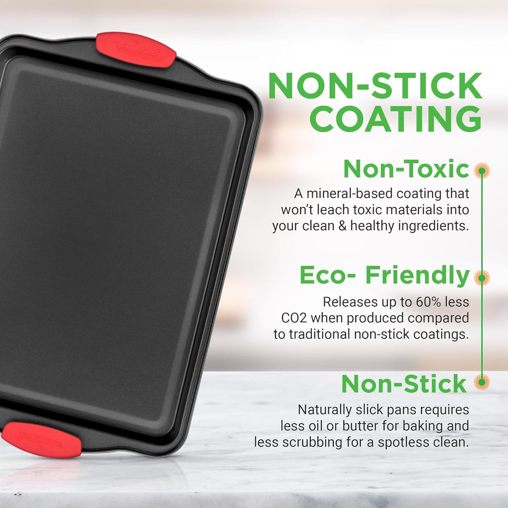 NutriChef 3-Piece Nonstick Kitchen Oven Baking Pans - Premium & Stylish