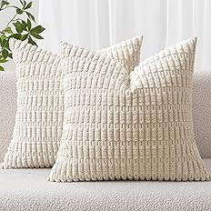 MIULEE Pack of 2 Corduroy Decorative Throw Pillow Covers 18x18 Inch Soft Boho