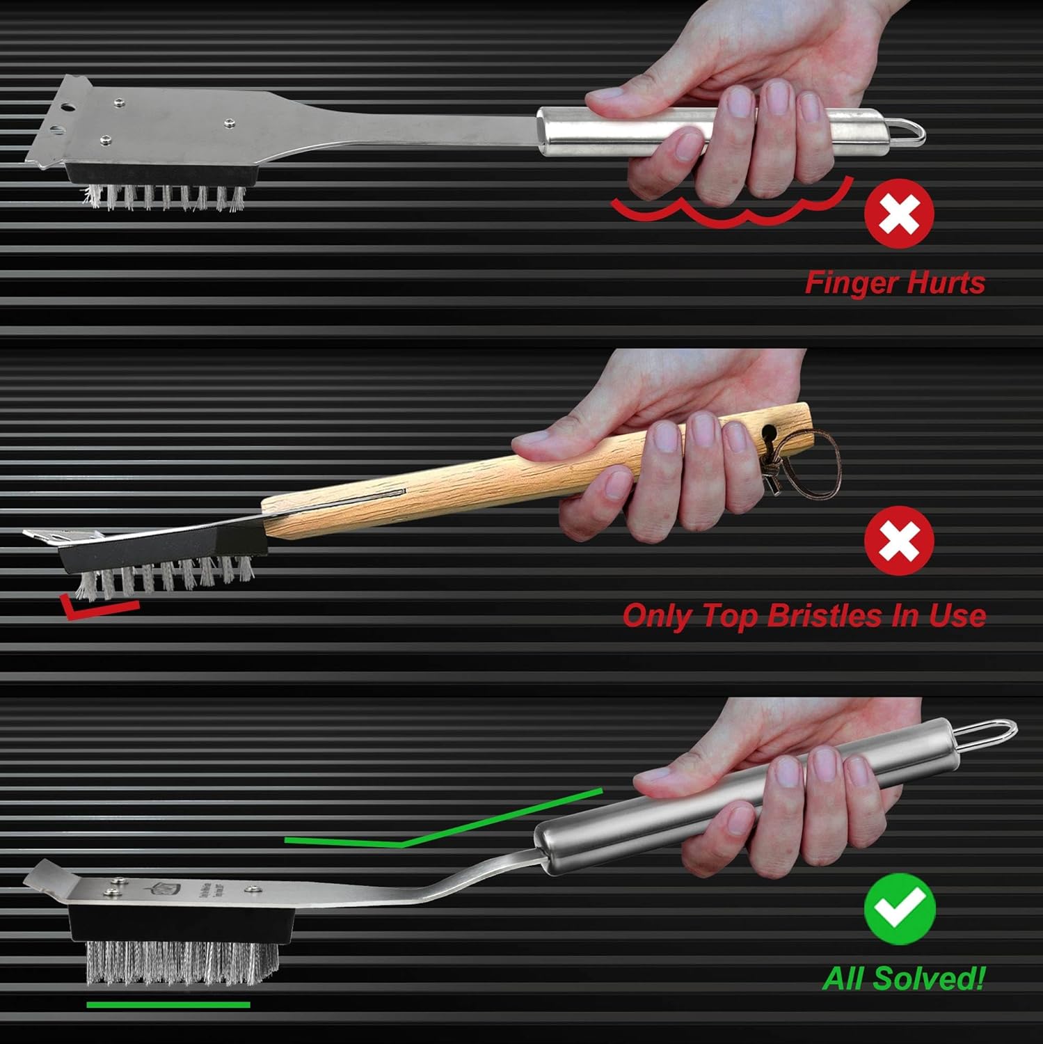 GRILLART Grill Brush and Scraper, Wire BBQ Grill Brush for Outdoor Grill