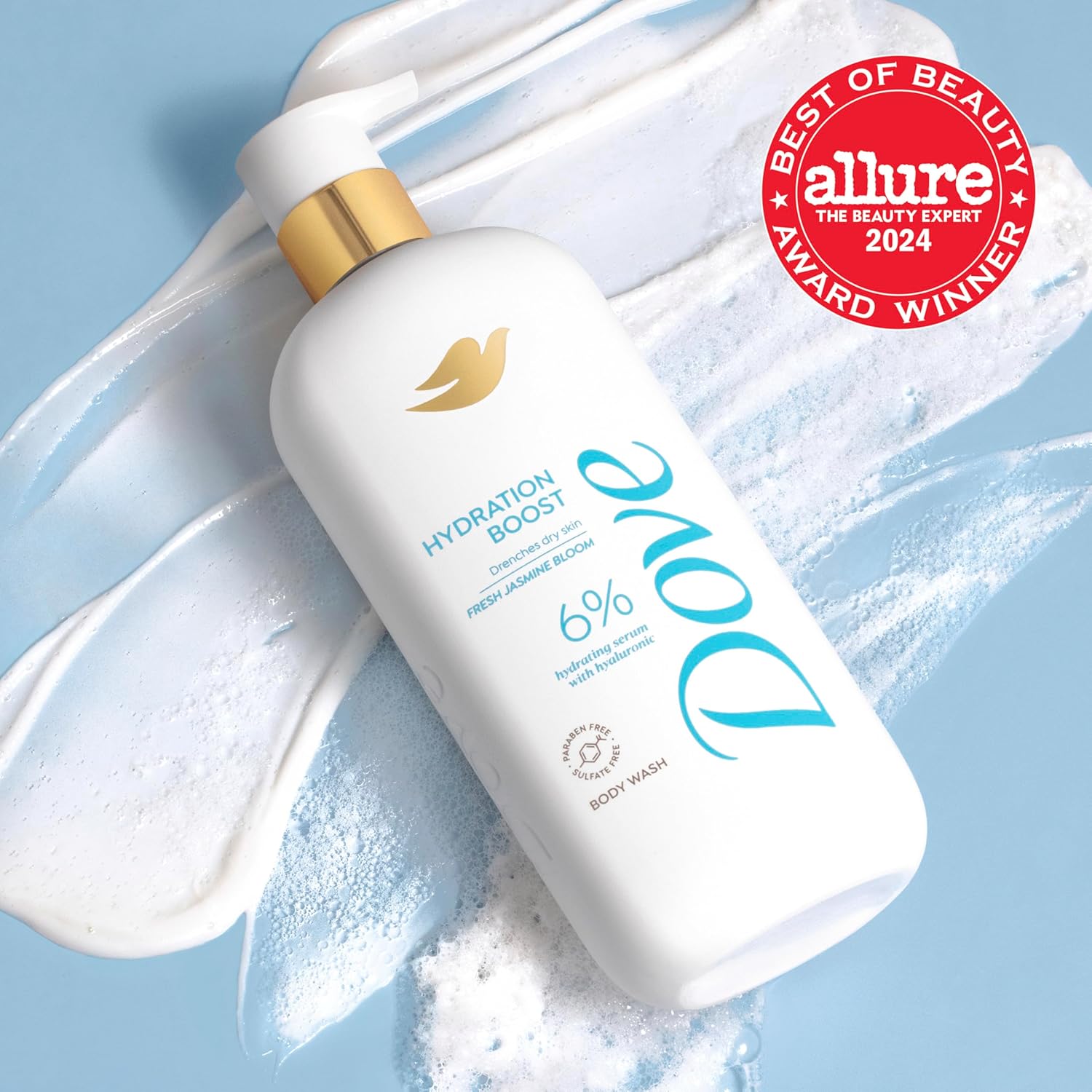 Dove Serum Body Wash Hydration Boost actively drenches dry skin with