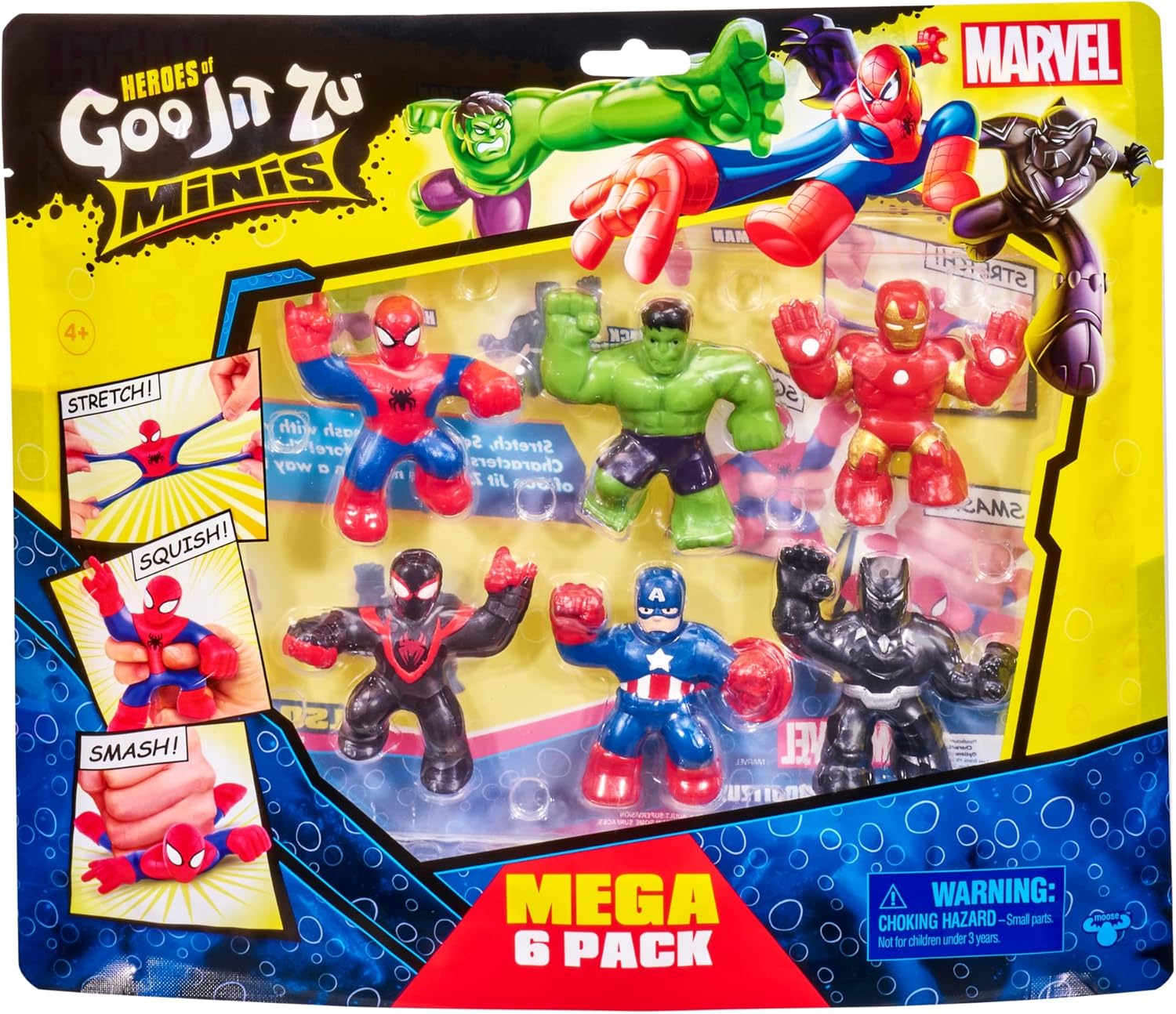 Heroes of Goo Jit Zu Marvel Mega Mini 6 Pack - Superhero Toys, Squishy