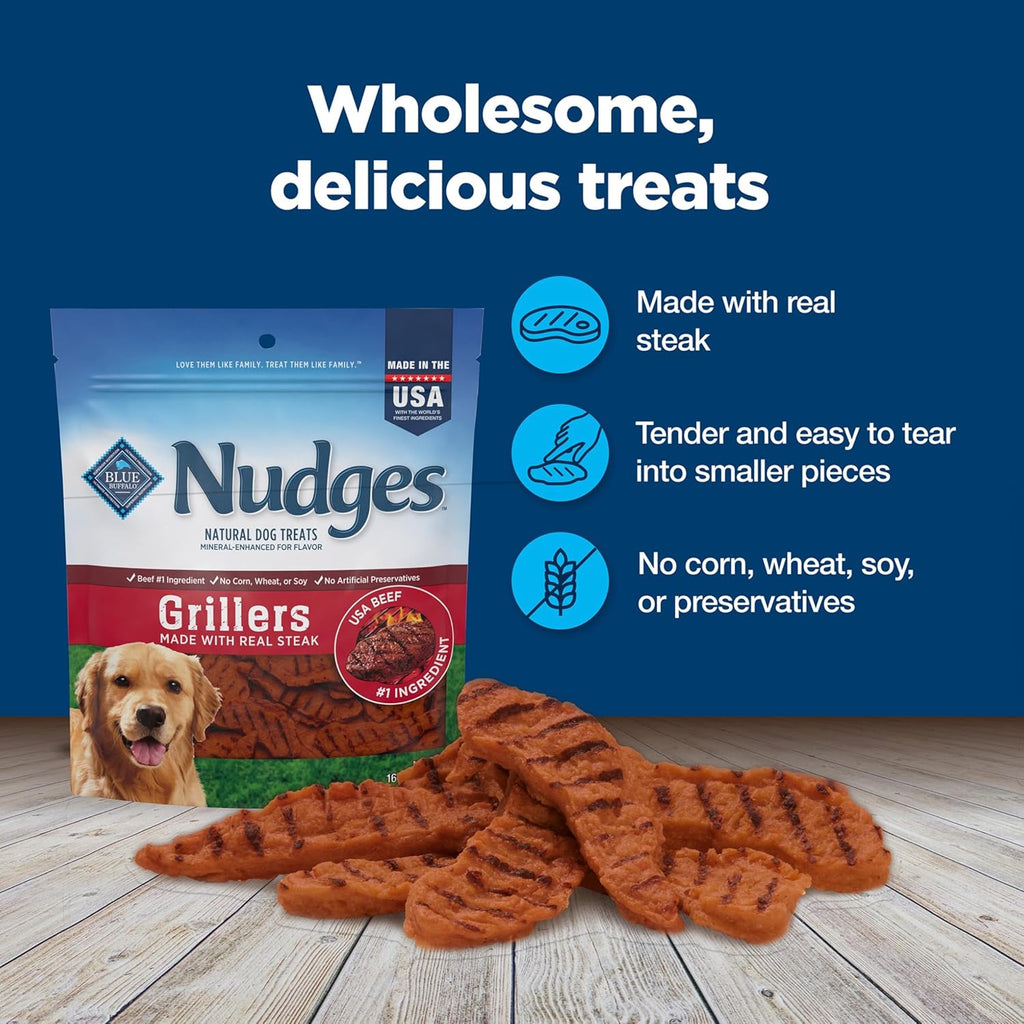 Blue Buffalo Nudges Grillers Natural Dog Treats, Made in the USA with Real