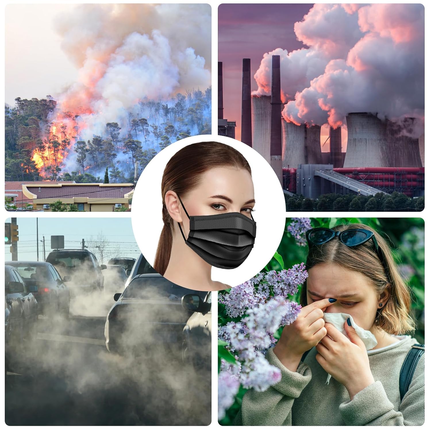 ZTANPS 100 PCS Disposable Face Masks, Black Disposable Masks, 3 Ply