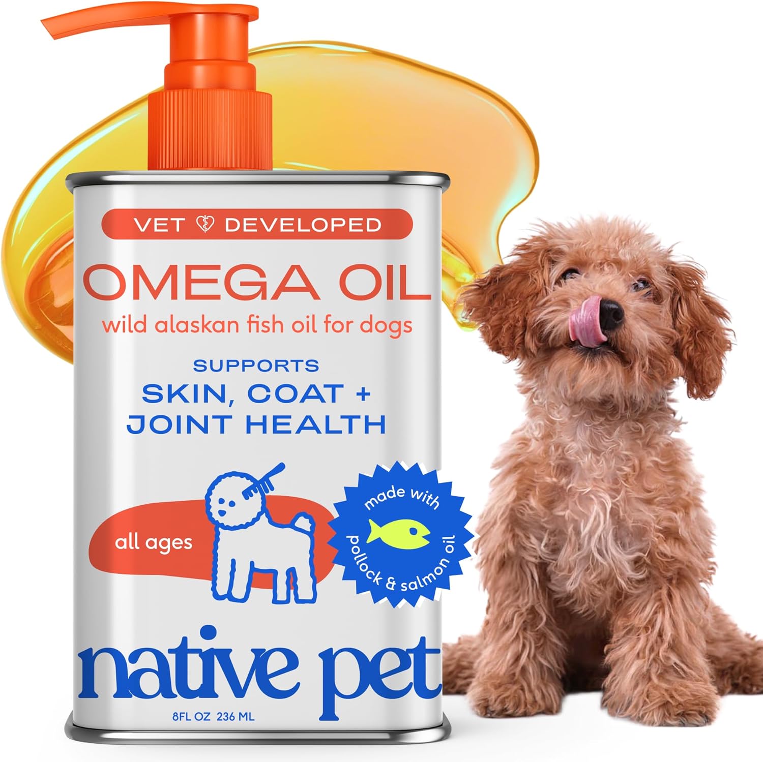 Native Pet Omega 3 Fish Oil for Dogs & Cats ‰ÛÒ Wild Alaskan Salmon Oil for