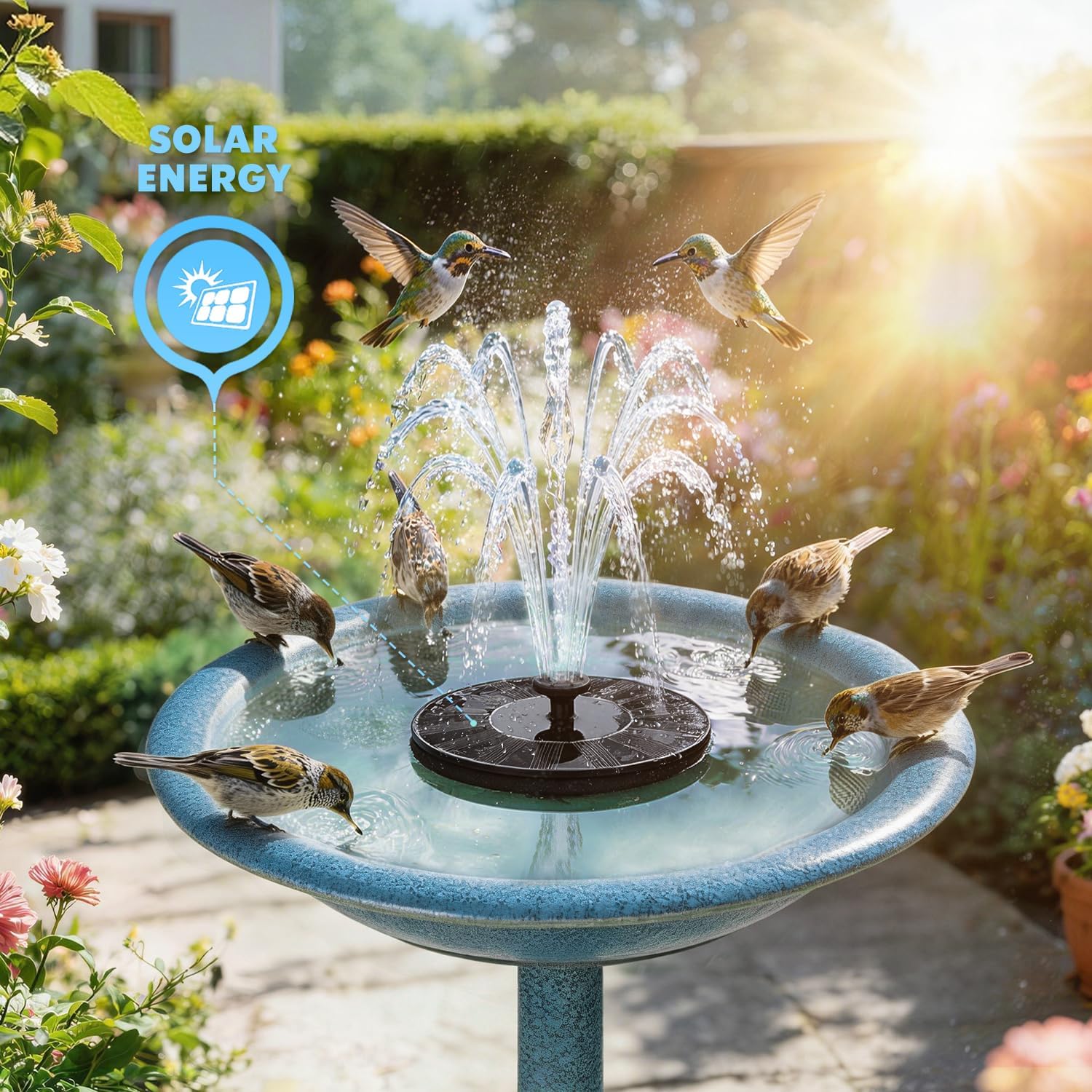 Mademax Solar Bird Bath Fountains, Upgrade 1.4W Solar Fountain Pump with 6