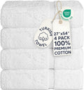 Chakir Turkish Linens 100% Cotton 4-Pack Bath Towels 27x54, White