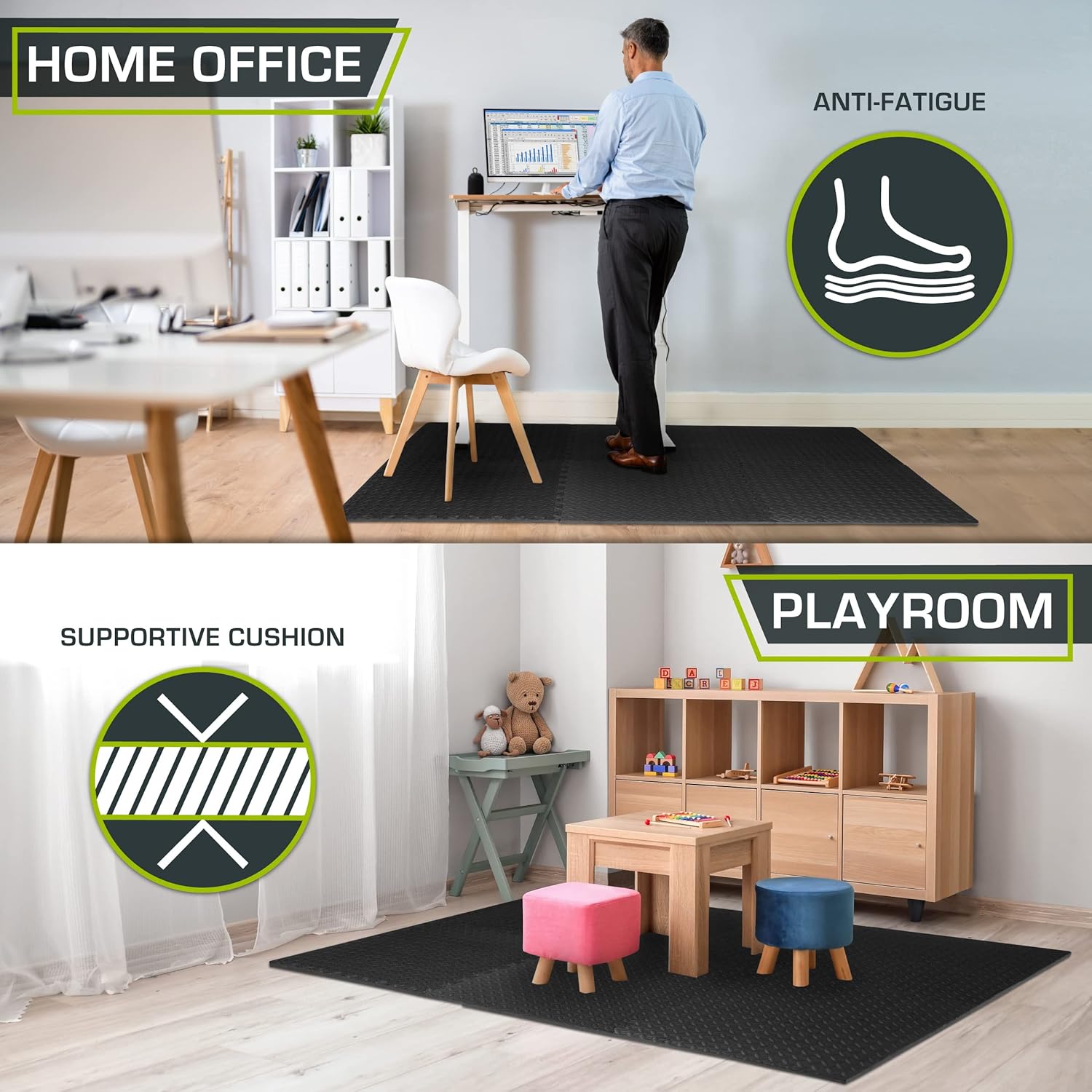 ProsourceFit Puzzle Exercise Mat å? in, EVA Interlocking Foam Floor Tiles for