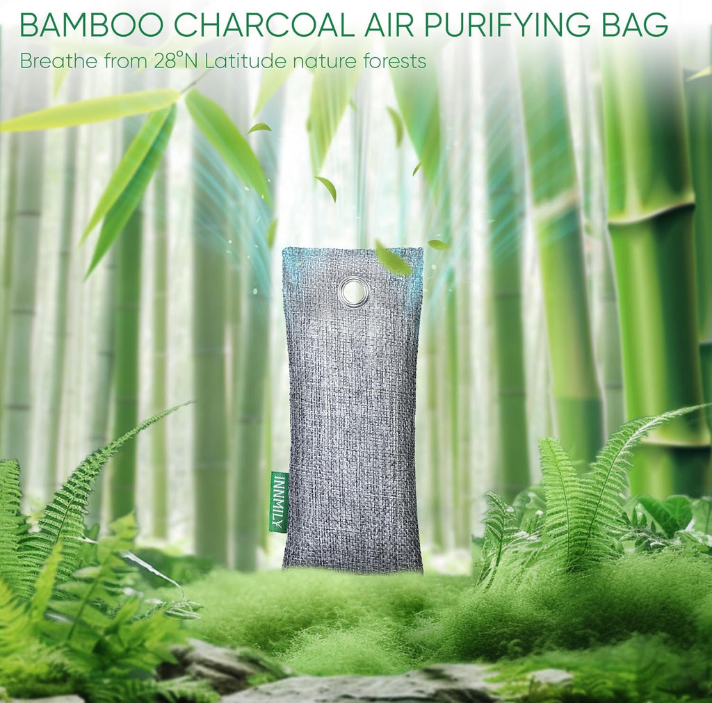 Activated Charcoal Odor Absorber, 6 Pack Natural Shoe Odor Eliminator, Bamboo