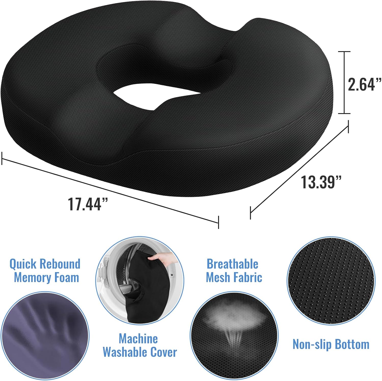 Donut Pillow Seat Cushion Chair Pad for Tailbone Pain Relief and Hemorrhoids