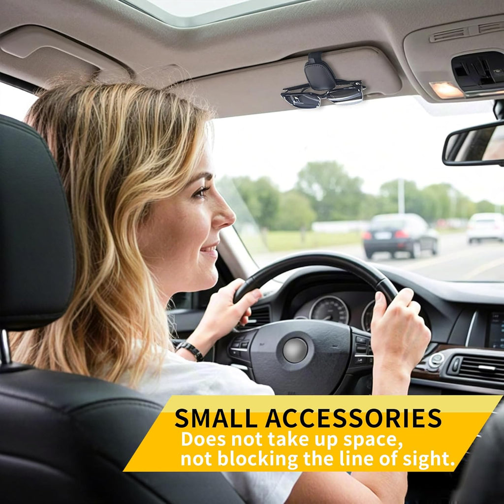 Yuoyar Sunglass Holder for Car, Magnetic Leather Sunglasses Holder and Ticket