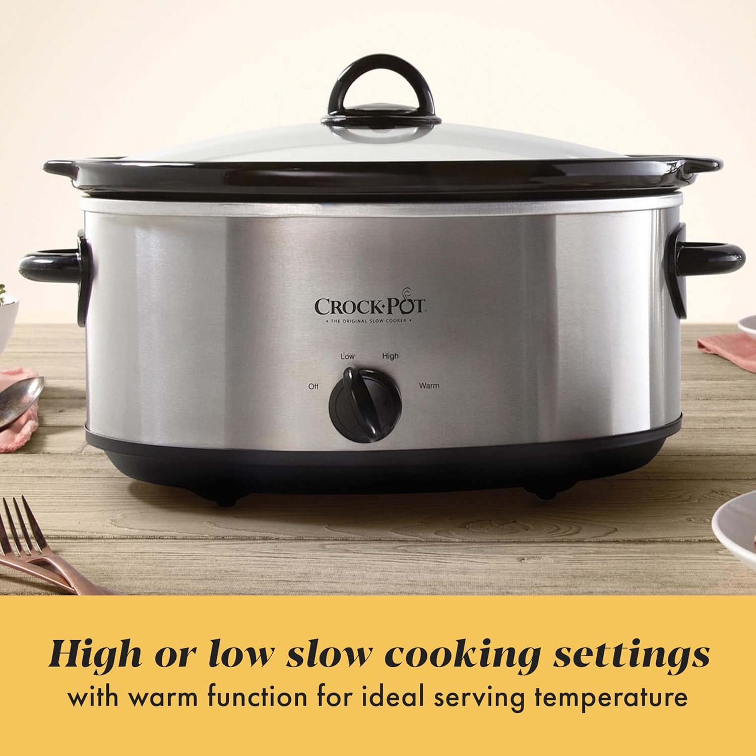 Crock-Pot 7 Quart Oval Manual Slow Cooker, Stainless Steel (SCV700-S-BR)