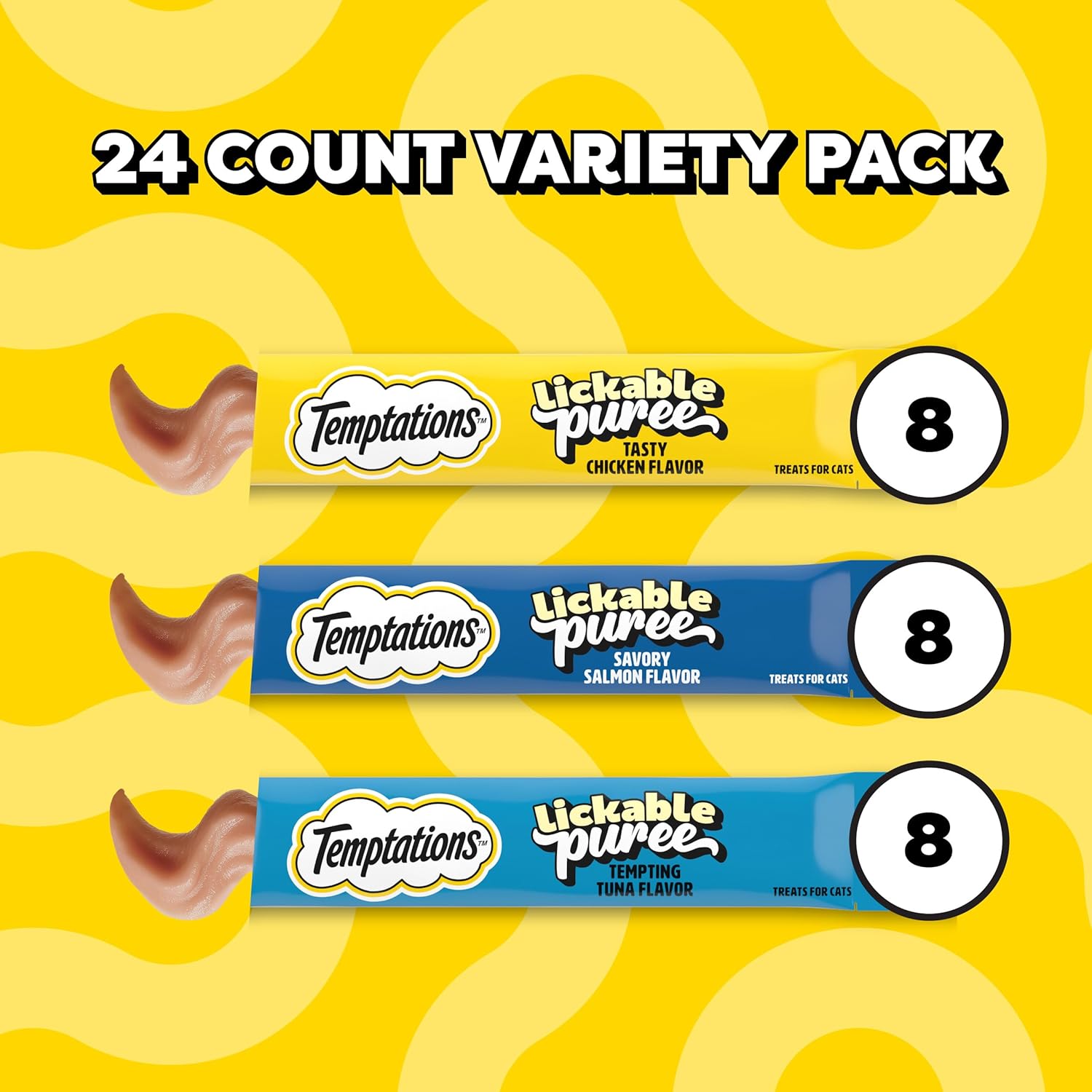 Temptations Creamy Puree Squeezable Lickable Cat Treats, Wet Cat Treats with