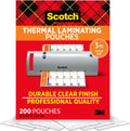 Scotch Thermal Laminating Pouches, 200 Count, Clear, 3 mil., Ideal Office or
