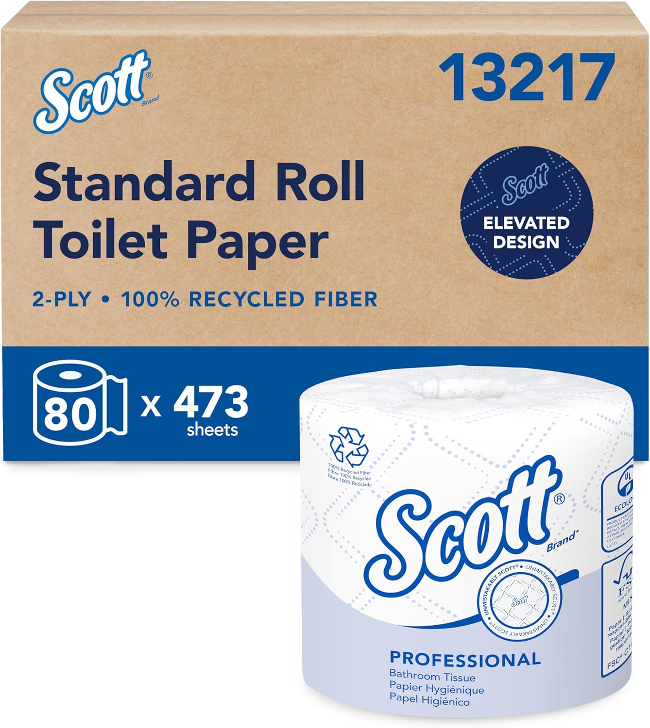 Scott Professional 100% Recycled Fiber Standard Roll Bulk Toilet Paper
