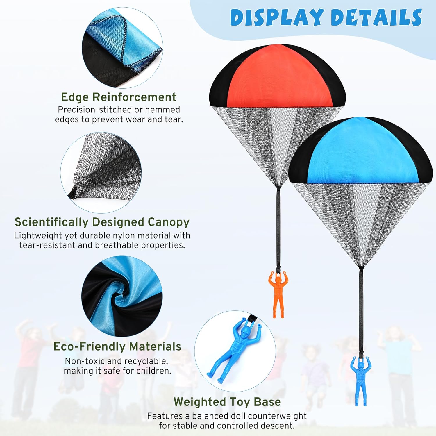 Parachute Toy for Kids, Outdoor Toys Flying Parachute Men, Inside & Outside