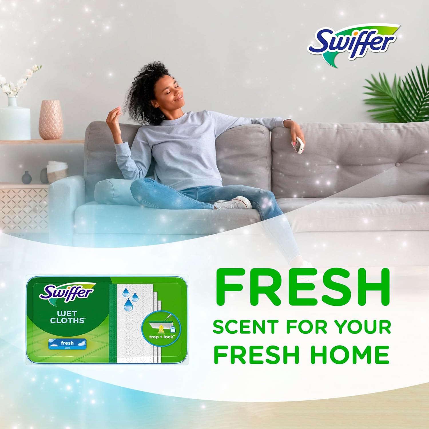 Swiffer Sweep + Mop, Wet Pads Refill, Floor Cleaner for Dirt, Dust, Hair