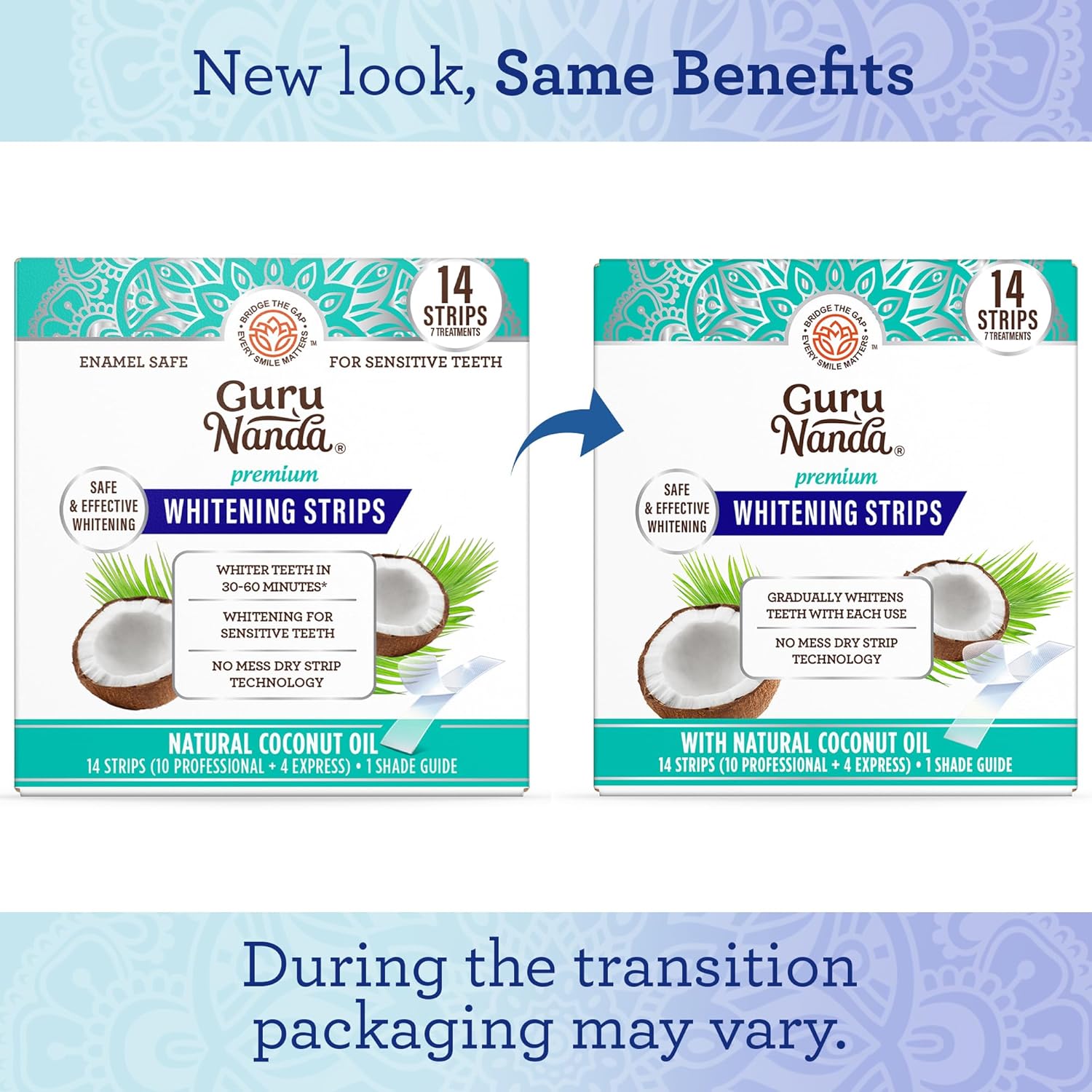 GuruNanda Teeth Whitening Strips - 7-Day Treatment with Non-Slip, Dry Strip