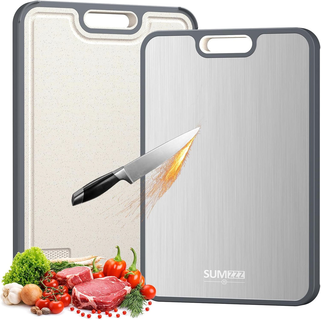 Sumzzz Titanium Cutting Board for Kitchen, Non Toxic 2-in-1 Cutting Board