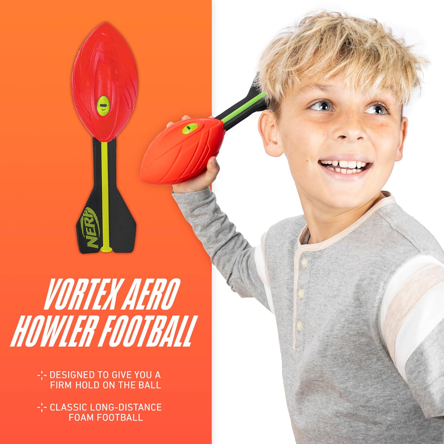 Nerf Vortex Aero Howler Foam Ball, Classic Long-Distance Football