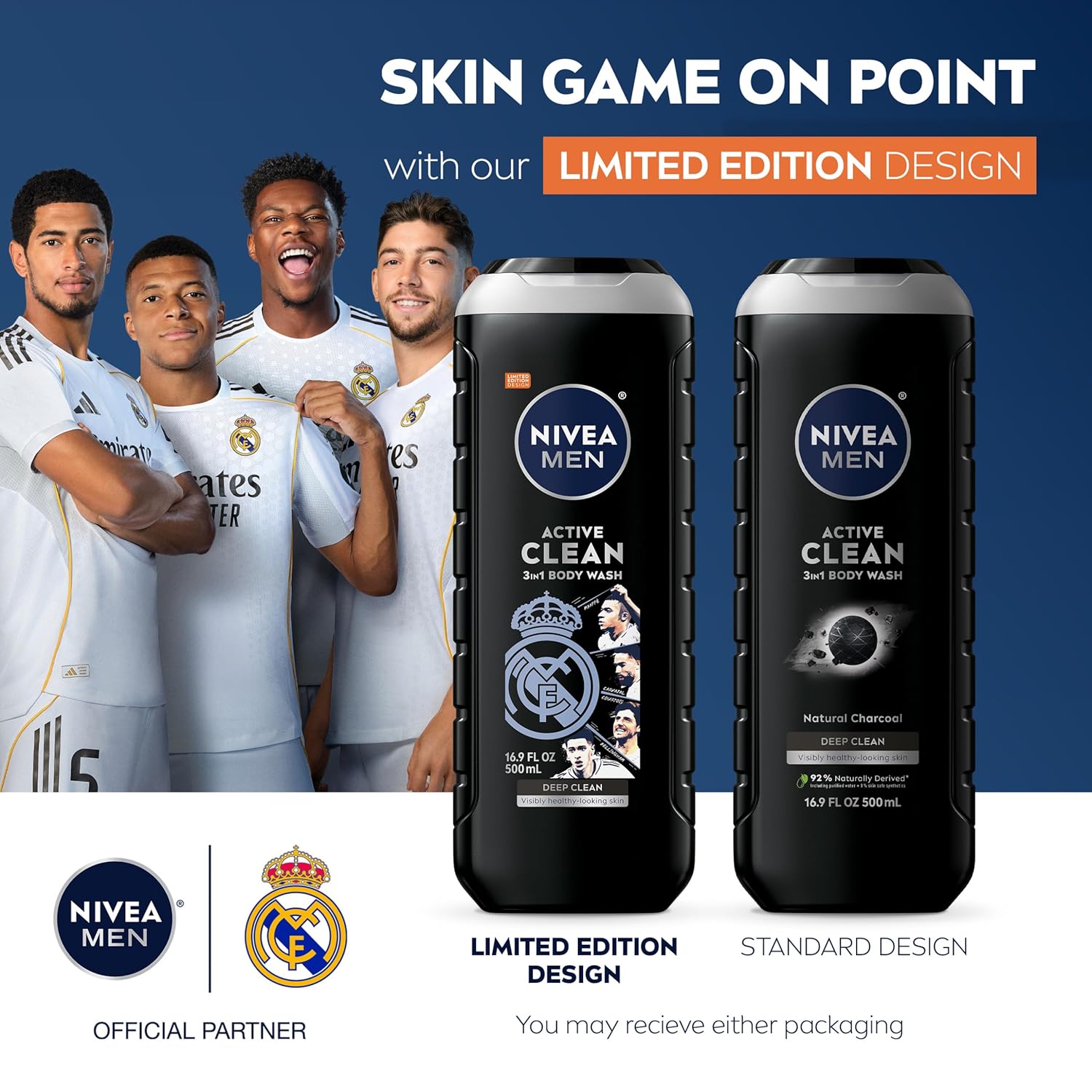 NIVEA MEN Real Madrid Limited Edition Design Active Clean Body Wash with