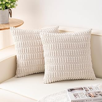 MIULEE Pack of 2 Corduroy Decorative Throw Pillow Covers 18x18 Inch Soft Boho