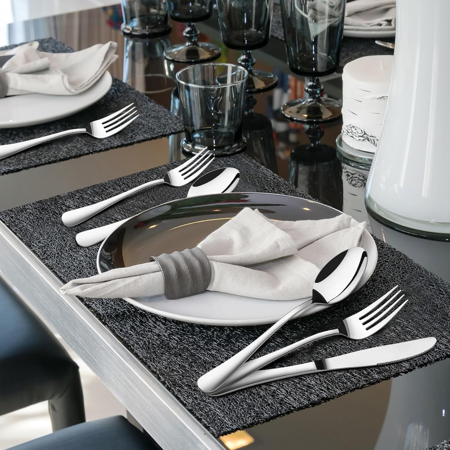 Silverware Set for 8, 40 Piece Heavy Duty Stainless Steel Flatware Utensils