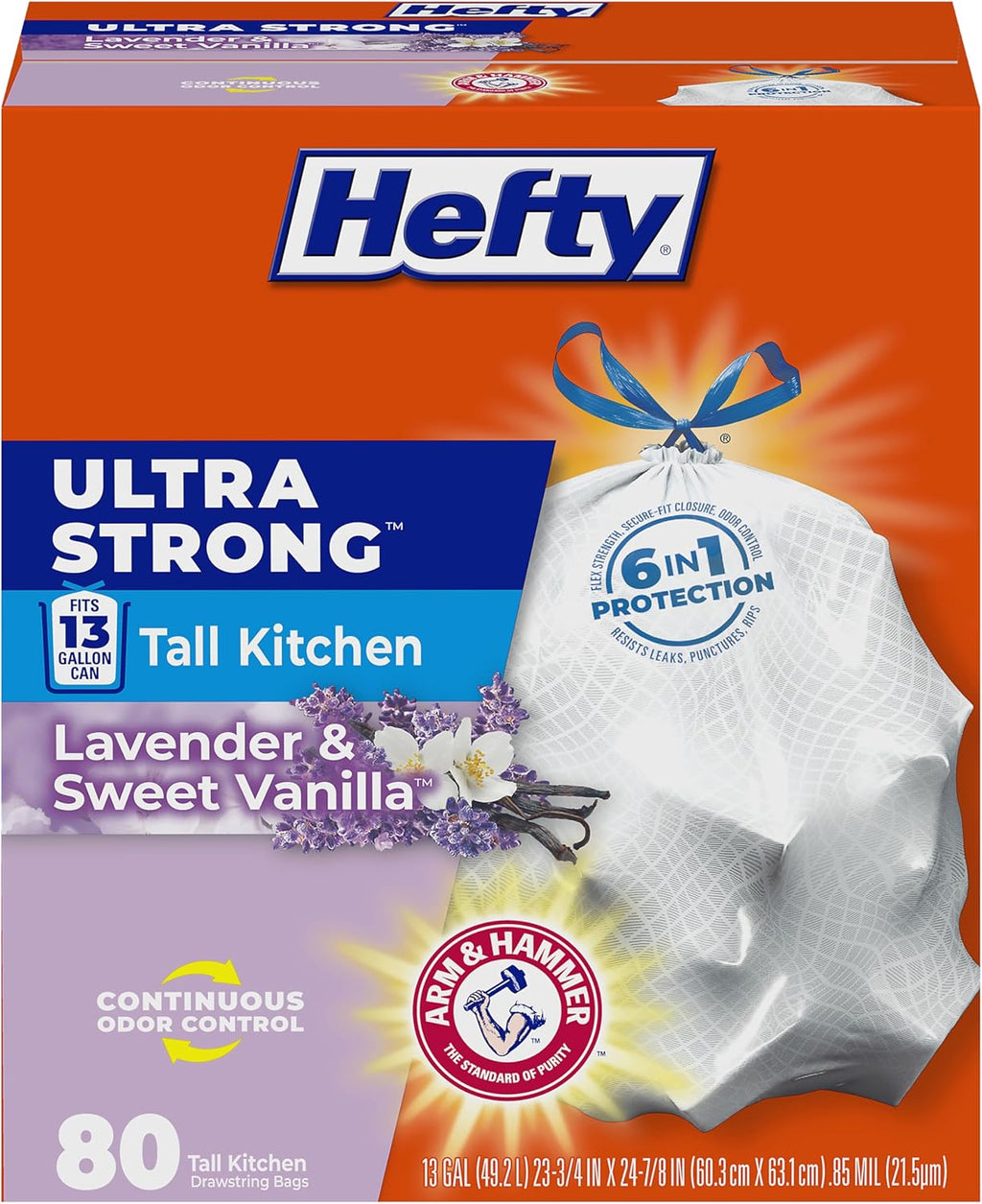 Hefty Ultra Strong 13 Gallon Trash Bags, Tall Kitchen Trash Bags 13 Gallon