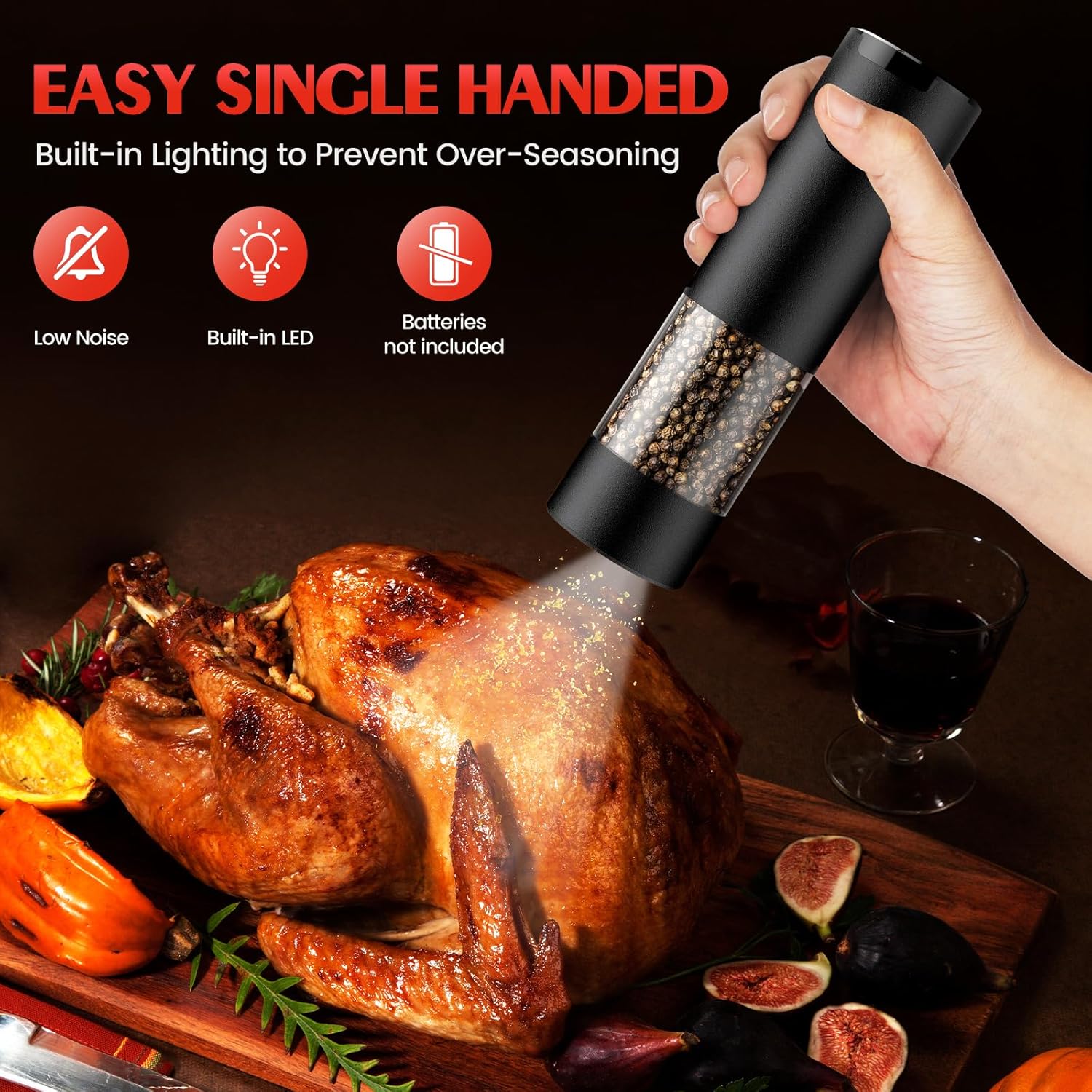 Electric Salt and Pepper Grinder Set Automatic Battery Pepper Mill Shakers